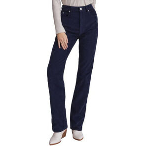 NWT Anthropologie AMO Willa High Slim Flare Corduroy Jean Inkling Blue Women 31